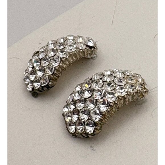 Vintage Rhinestone Stud Earrings with Silver Tone Setting Sparkly - Picture 5 of 6